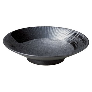 黒御影黒刷毛千段9.0めん鉢　　【日本製　磁器】