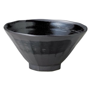 黒御影黒刷毛八角6.3丼　　【日本製　磁器】