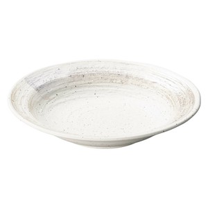 白御影白刷毛8.0麺皿　　【日本製　磁器】