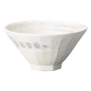 白御影白刷毛八角6.3丼　　【日本製　磁器】