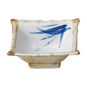 白淡雪ススキ角4.0小鉢　　【日本製　磁器】