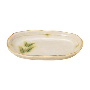 彫芦小判型皿（小）　　【日本製　陶器】
