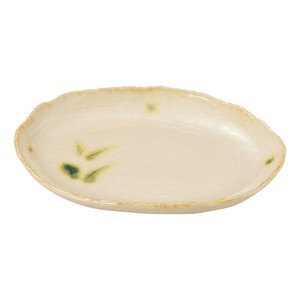 彫芦小判多用皿　　【日本製　陶器】