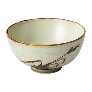 織部流し芦絵茶碗（中）　　【日本製　磁器】