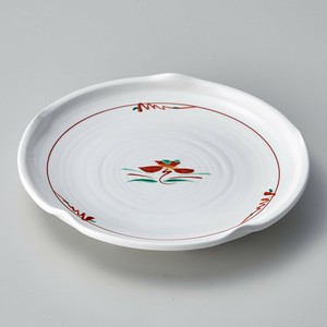 赤絵花紋梅型天皿　　【日本製　強化磁器】