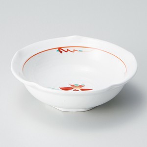 赤絵花紋梅型4.8小鉢　　【日本製　強化磁器】