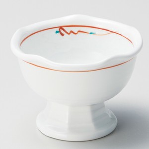 赤絵花紋梅型高台小鉢（小）　　【日本製　強化磁器】