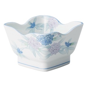 しゃくなげ花角4.5鉢　　【日本製　磁器】
