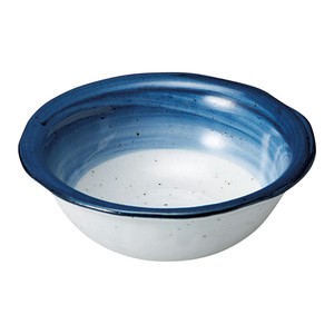 藍彩ツバ付4.0鉢　　【日本製　磁器】
