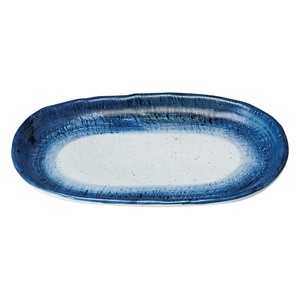 藍彩小判9.0皿　　【日本製　磁器】