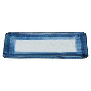 藍彩特大焼物皿　　【日本製　磁器】