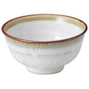 乳白深口5.5多用丼　　【日本製　強化磁器】