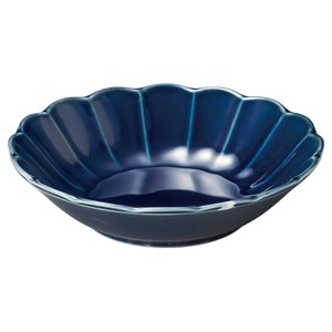 フィオレネイビー花型17cm浅鉢　　【日本製　磁器】
