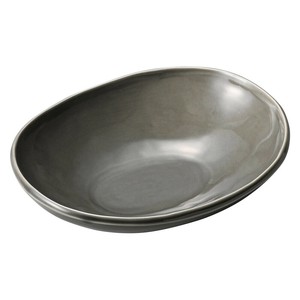 カフェズグレーいっぷく楕円鉢S　　【日本製　磁器】