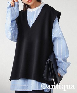 Antiqua Vest/Gilet Plain Color Vest V-Neck Tops Ladies
