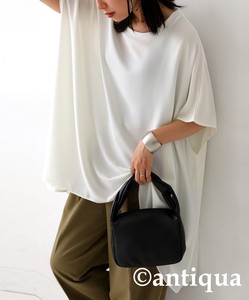 Antiqua Button Shirt/Blouse Dolman Sleeve Plain Color Tops Wide Ladies