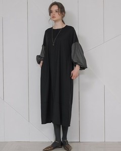 Casual Dress Mixing Texture Puff Sleeve One-piece Dress Autumn/Winter 2023