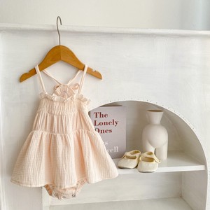 婴儿连身衣/连衣裙 新生儿 格子图案 薄纱