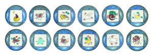 Kutani ware Small Plate Chinese Zodiac Assortment 3-sun
