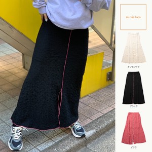 Skirt Jacquard Slit Long Skirt Front/Rear 2-way Casual Ladies'