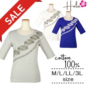 【在庫限りセール】ララウル プリントTシャツ 5分袖★フラダンス 練習 衣装 レディース