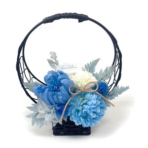 華月 ブルー プリザーブドフラワー 現代仏花 供花 お供え リンギク キク 菊 和風 ギフト プレゼント