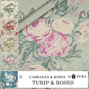 YUWA 有輪商店 広幅綿麻シーティング ”TURIP&ROSES”  [D:Pink] / CR449903 / 生地