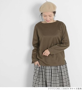 Tシャツ 長袖 カットソー レディース プルオーバー ストレッチ サイドスリット 無地 クルー sp-917-23612