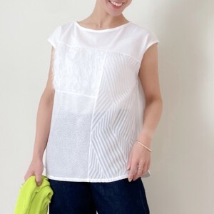 Button Shirt/Blouse Patchwork Front Tops