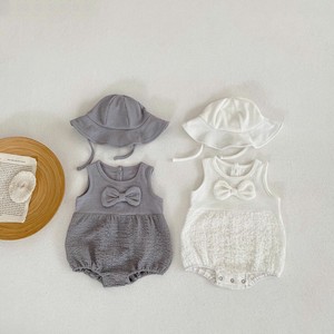 リボンデザインノースリーブロンパース(帽子付き) ベビー　新生児　キッズ　子供服