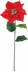 【造花】ベルベットシングルポインセチア　レッド　FS　−6155R
