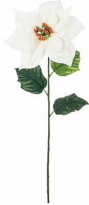 【造花】ベルベットシングルポインセチア　ホワイト　FS　−6155W