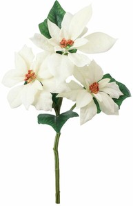 【造花】ベルベットポインセチアスプレー　クリーム　FS　−6156CR
