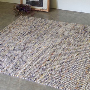 【天然繊維の手織りラグ】ラグマット　絨毯　自然素材　ウール　コットン　ナチュラルミックス