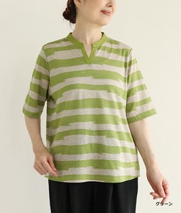 T-shirt Pullover Intarsia Border Made in Japan