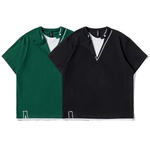 P15134男　Tシャツ　フェイクレイヤード　半袖 ポケット 2023夏新作 トップス　  カジュアル