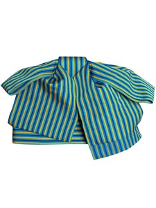 リボンタイプ 結び帯単品「ブルー縞」浴衣帯 作り帯 付け帯