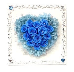 ロマンスカラー ブルー ハート プリザーブドフラワー アレンジメント バラ ギフト プレゼント 母の日
