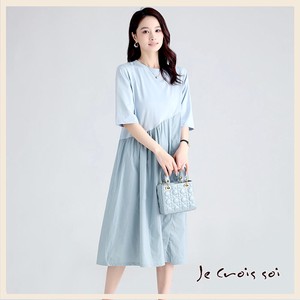 Casual Dress Design Polyester Long One-piece Dress Switching Cut-and-sew