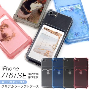 iPhone SE(第2世代・第3世代）/8/7用背面カード収納ポケット付きクリアカラーソフトケース