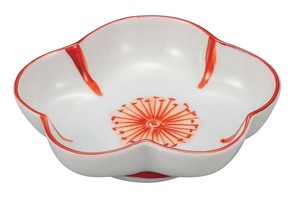 日本の伝統工芸品【九谷焼】 3.5号皿 赤絵花文   (K9-2) (K8-2)