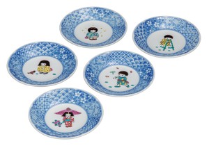 日本の伝統工芸品【九谷焼】 4.5号皿揃 わらべ   (K9-43) (K8-26)