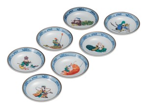 日本の伝統工芸品【九谷焼】 3号皿揃 七福神   (K9-49) (K8-29)