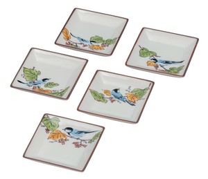 日本の伝統工芸品【九谷焼】 3号皿揃 ぶどうに鳥   (K9-62) (K8-47)