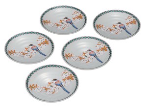 日本の伝統工芸品【九谷焼】 5.2号皿揃 花鳥   (K9-95) (K8-66)