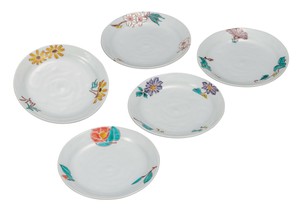 日本の伝統工芸品【九谷焼】 5.5号皿揃 花ごよみ   (K9-97) (K8-68)