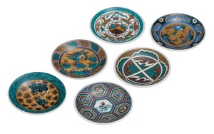 日本の伝統工芸品【九谷焼】 4号皿揃(6P) 古九谷名品6選   (K9-107) (K8-70)