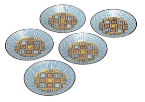 日本の伝統工芸品【九谷焼】 5.2号皿揃 金彩石畳   (K9-92) (K8-72)