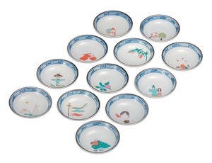 日本の伝統工芸品【九谷焼】 3号皿揃 絵ごよみ  色絵 遊 (K9-106) (K8-83)