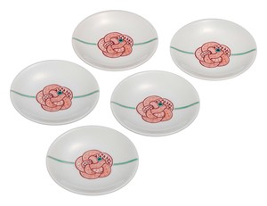 日本の伝統工芸品【九谷焼】 4号皿揃 赤絵水引文  大志窯 (K9-122) (K8-95)